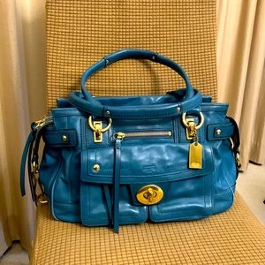 Coach Handbag Aqua Green with double zipper